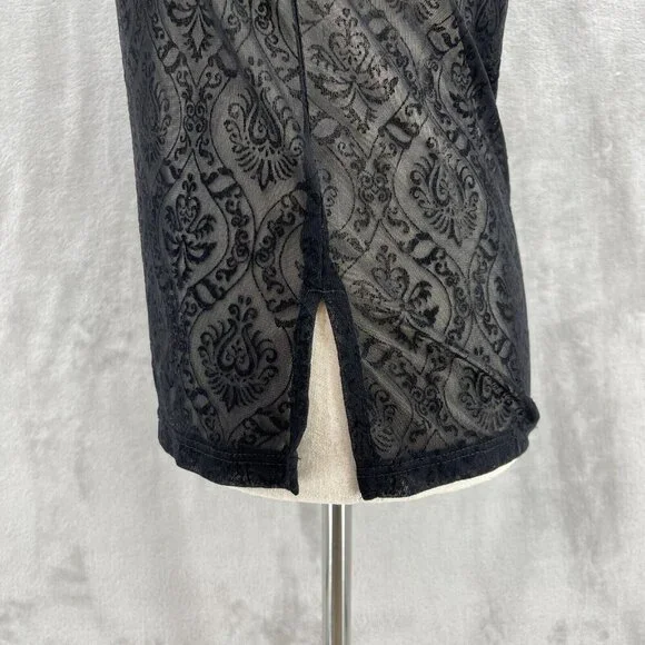 Vintage 90s Sheer Velvet Burnout Bell Sleeve V-Neck Top Hippie Goth - Picture 5 of 10